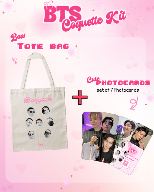 Coquette Tote Bag + BTS Photocards Combo