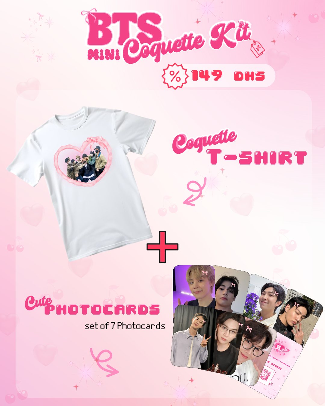 BTS Coquette T-Shirt + 7 Photocards Set